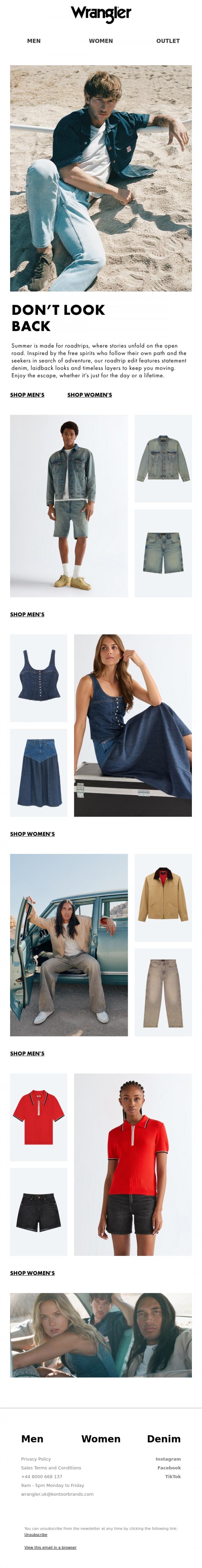 Email Design Inspiration from Wrangler, The roadtrip edit