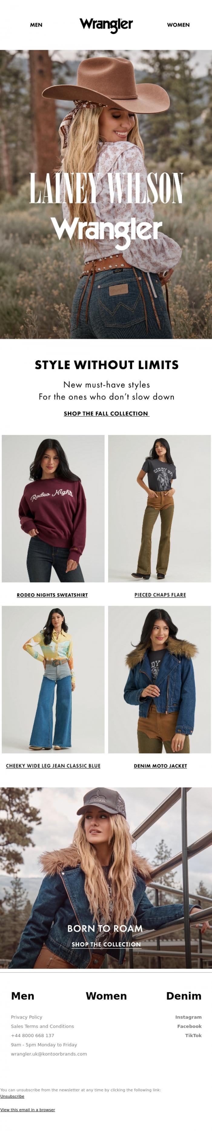 Email Design Inspiration from Wrangler, The Newest Lainey Wilson Wrangler Collection