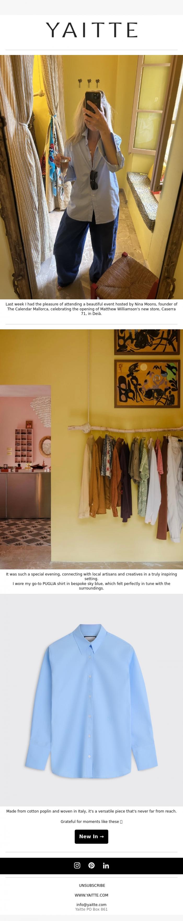 Email Design Inspiration from YAITTE, Wearing Sky Blue in Dei&agrave;