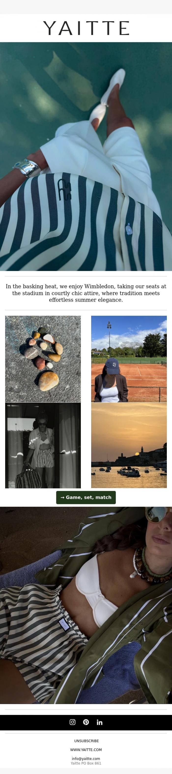 Email Design Inspiration from YAITTE, Courtside Chic