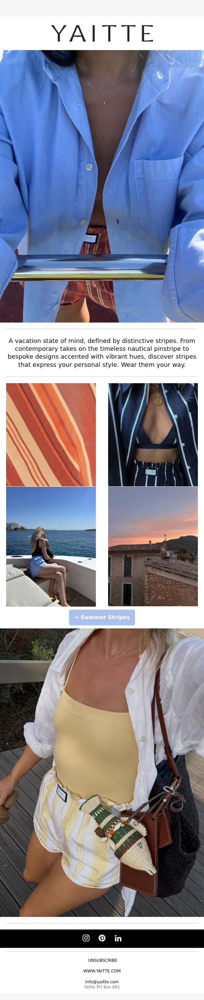 Email Design Inspiration from YAITTE, Summer Stripes