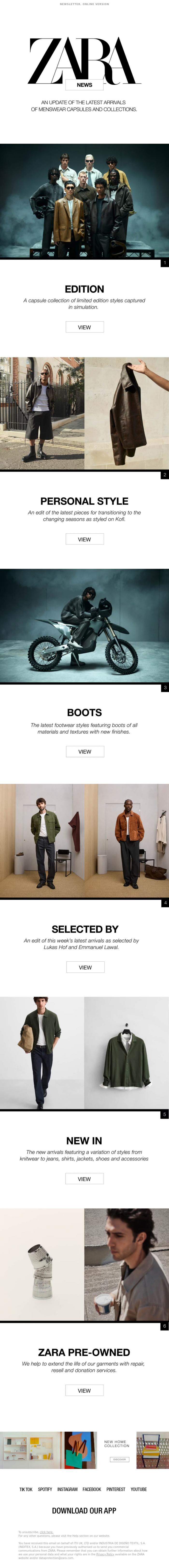 Email Design Inspiration from Zara, Discover what's new this week