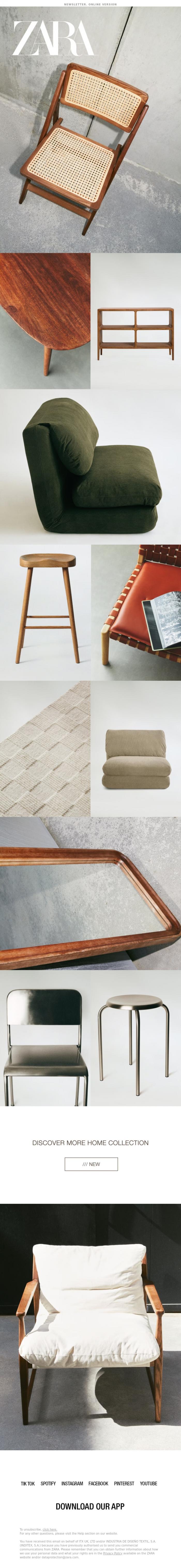 Email Design Inspiration from Zara, FURNITURE FOR YOUR HOME