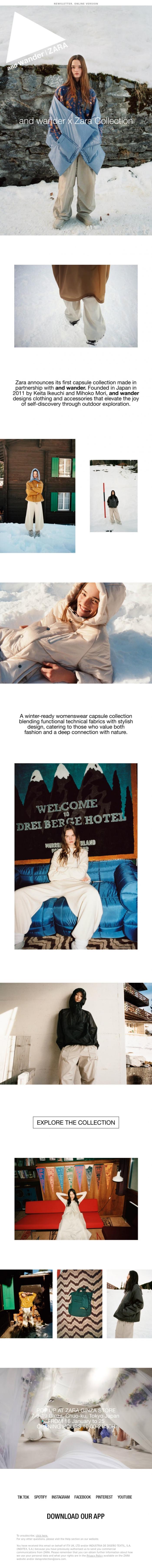 Email Design Inspiration from Zara, and wander x Zara collection