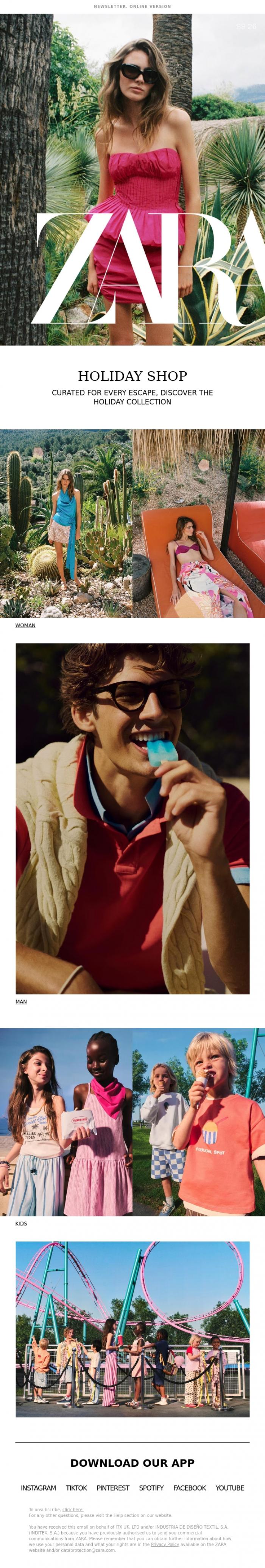 Email Design Inspiration from Zara, HOLIDAY SHOP