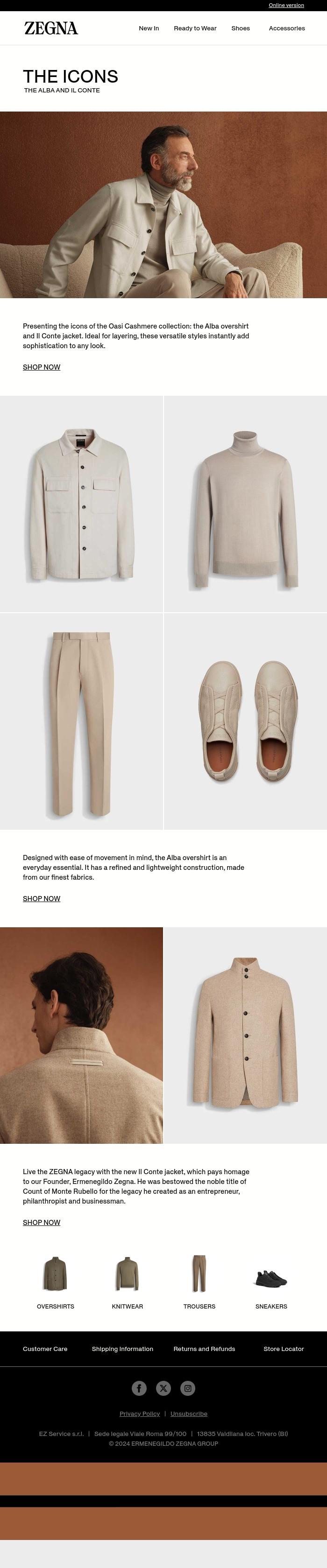 Email Design Inspiration from Zegna, Introducing our iconic jackets