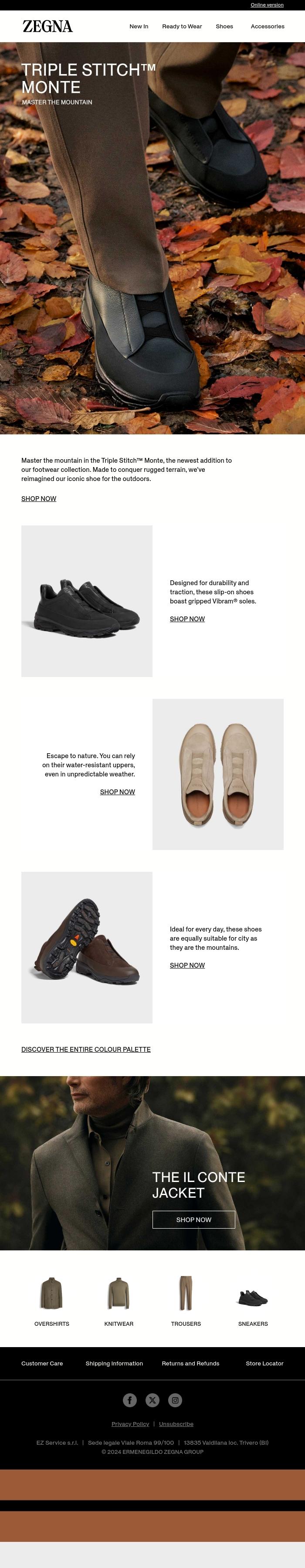 Email Design Inspiration from Zegna, The Triple Stitch&trade; Monte