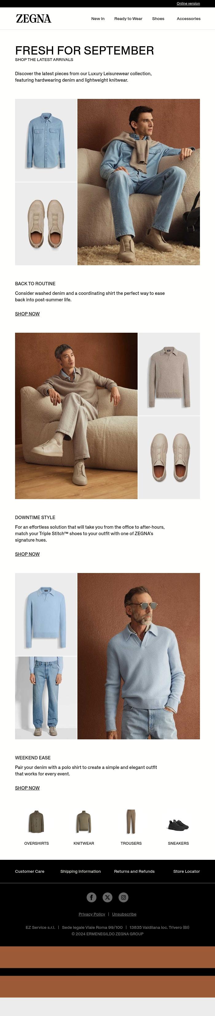Email Design Inspiration from Zegna, Fresh for September