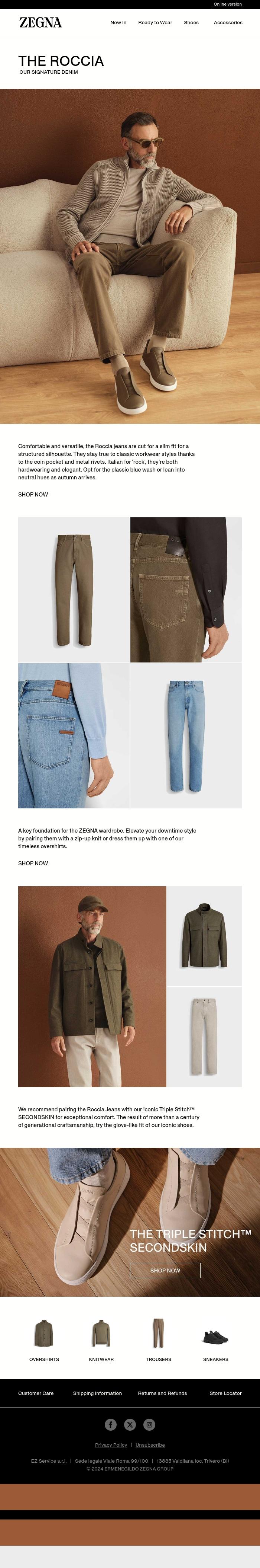 Email Design Inspiration from Zegna, Our new signature denim
