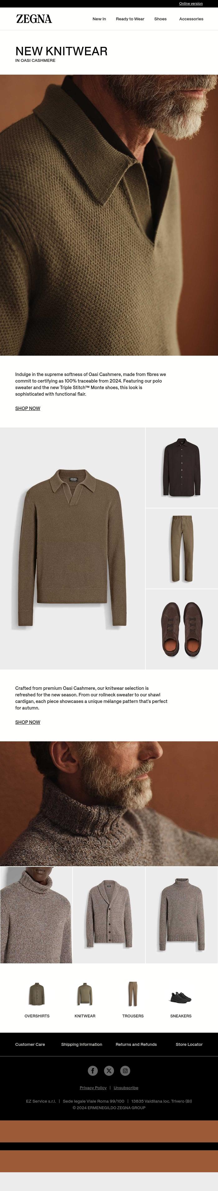 Email Design Inspiration from Zegna, New-in knitwear