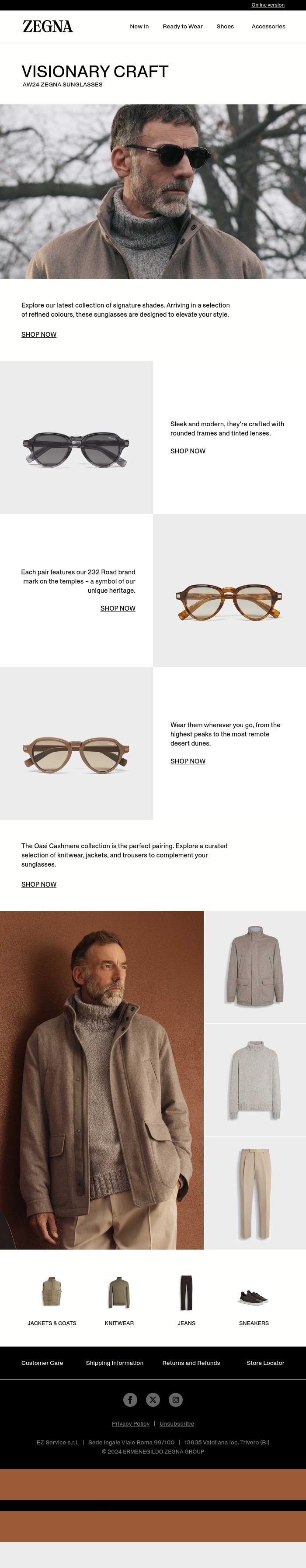 Email Design Inspiration from Zegna, Visionary craft