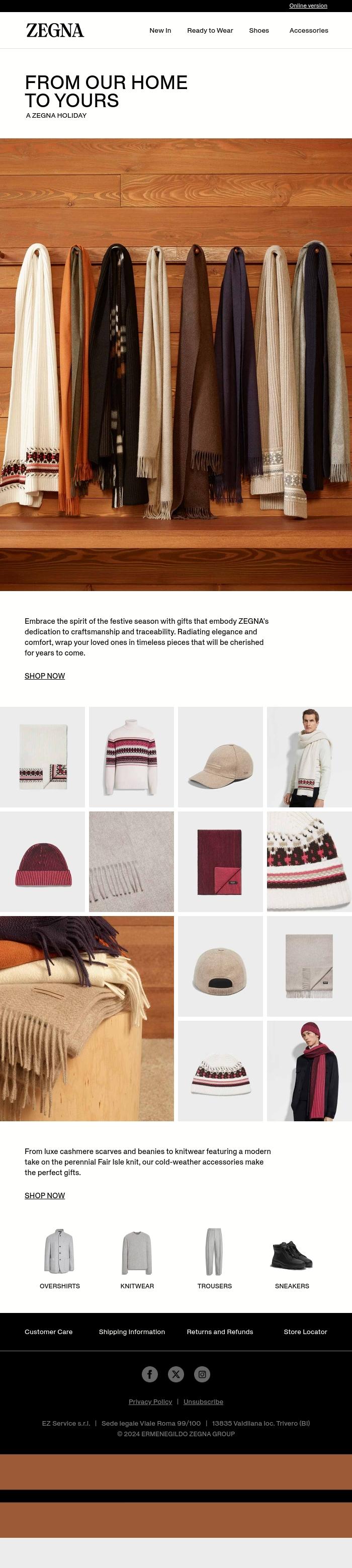 Email Design Inspiration from Zegna, From our home to yours