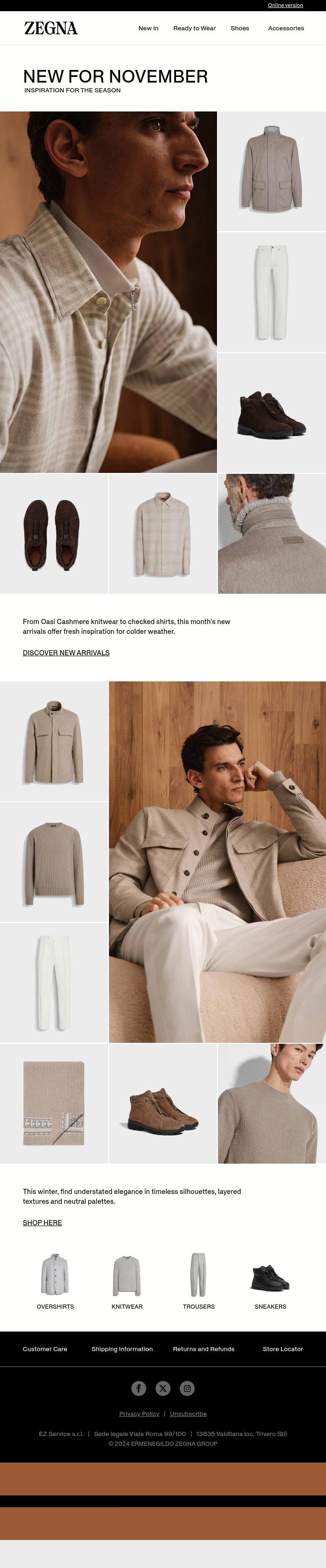 Email Design Inspiration from Zegna, New for November
