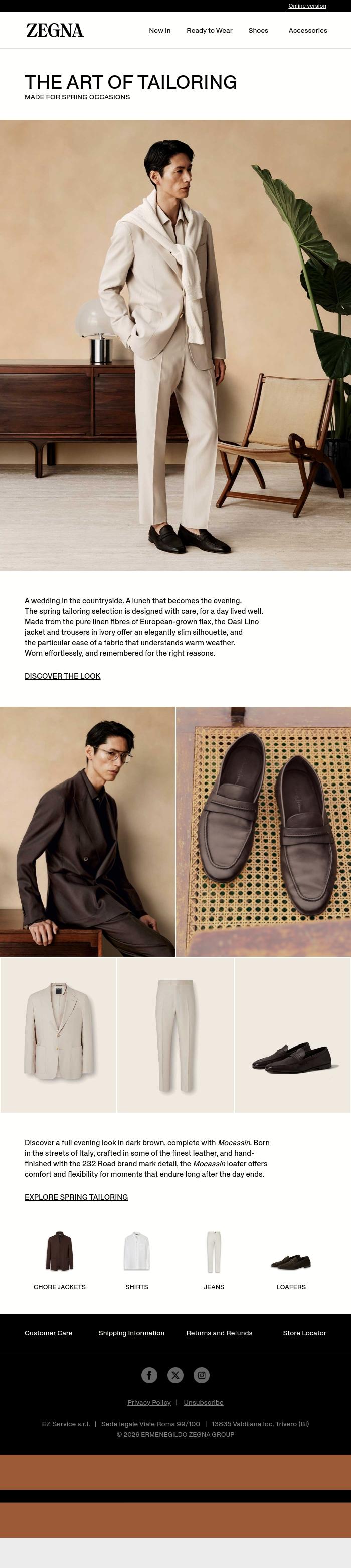 Email Design Inspiration from ZEGNA, The art of tailoring