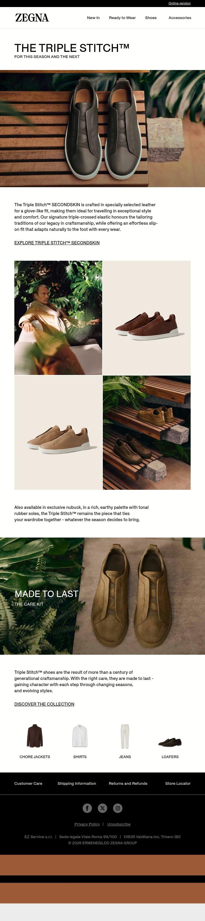 Email Design Inspiration from ZEGNA, The Triple Stitch&trade;