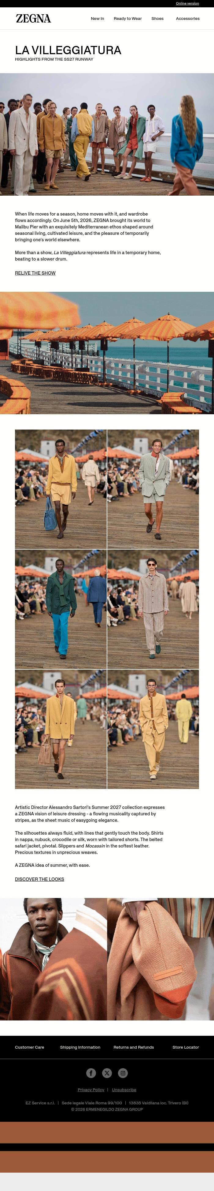 Email Design Inspiration from ZEGNA, SS27: Highlights from the runway