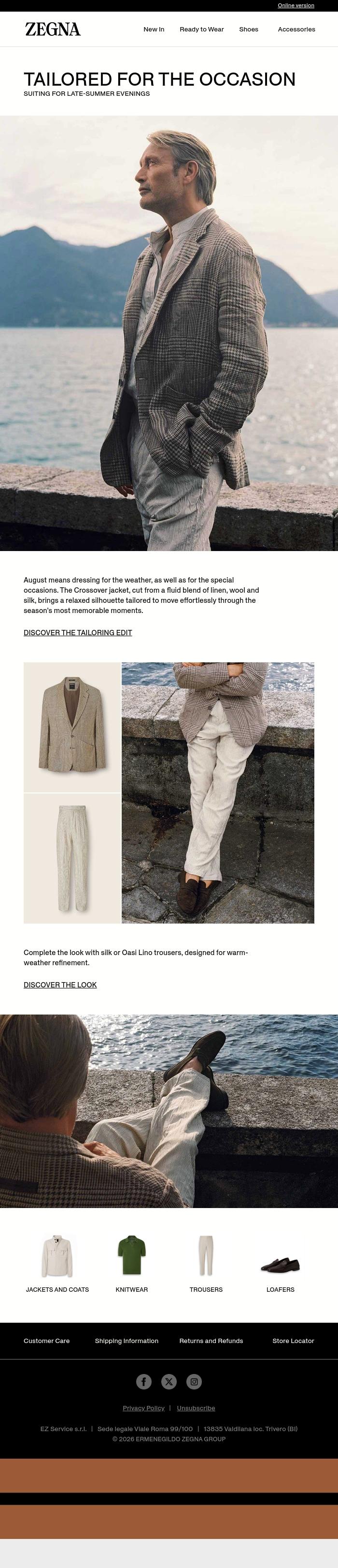 Email Design Inspiration from ZEGNA, Tailored for the occasion