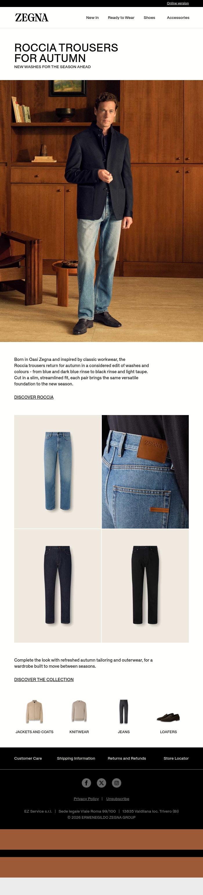Email Design Inspiration from ZEGNA, Roccia, in new washes
