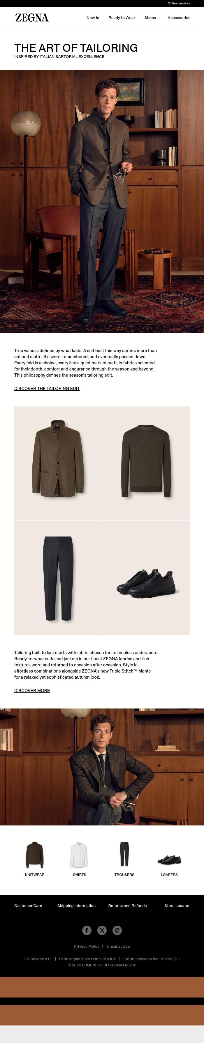Email Design Inspiration from ZEGNA, The art of tailoring