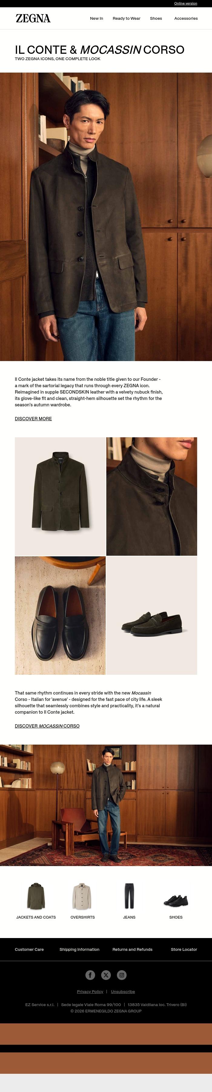 Email Design Inspiration from ZEGNA, Il Conte jacket, now in leather