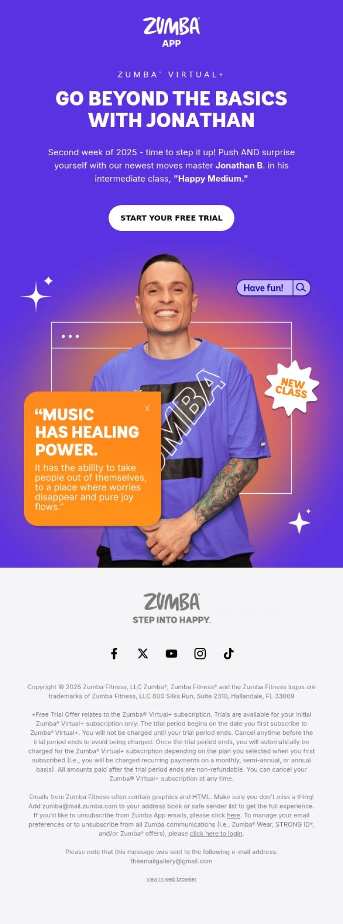 Email Design Inspiration from Zumba, New class just dropped-ready to level up? 🔥💃