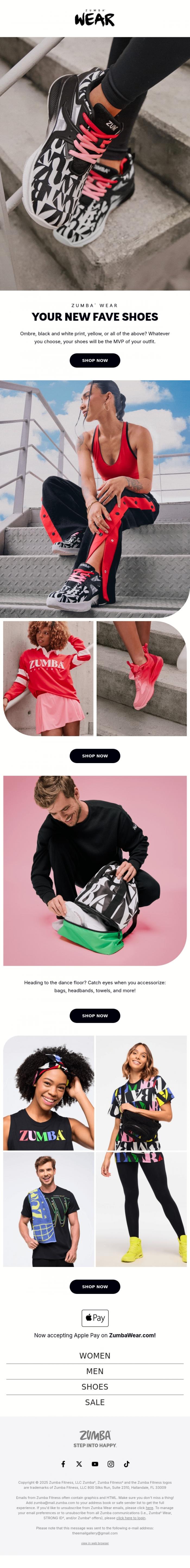 Email Design Inspiration from Zumba, Ombre shoes? Say no more. 😮&zwj;💨 👟