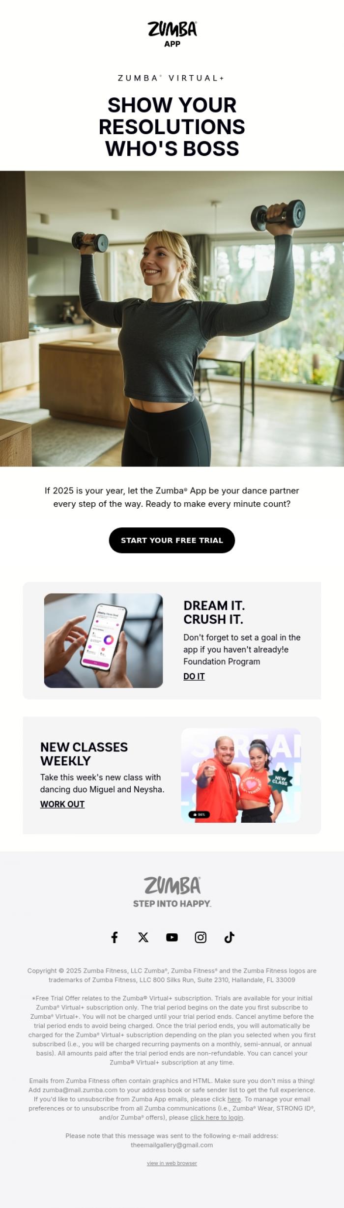 Email Design Inspiration from Zumba, 🗒️ How to keep those 2025 goals alive! 🦾