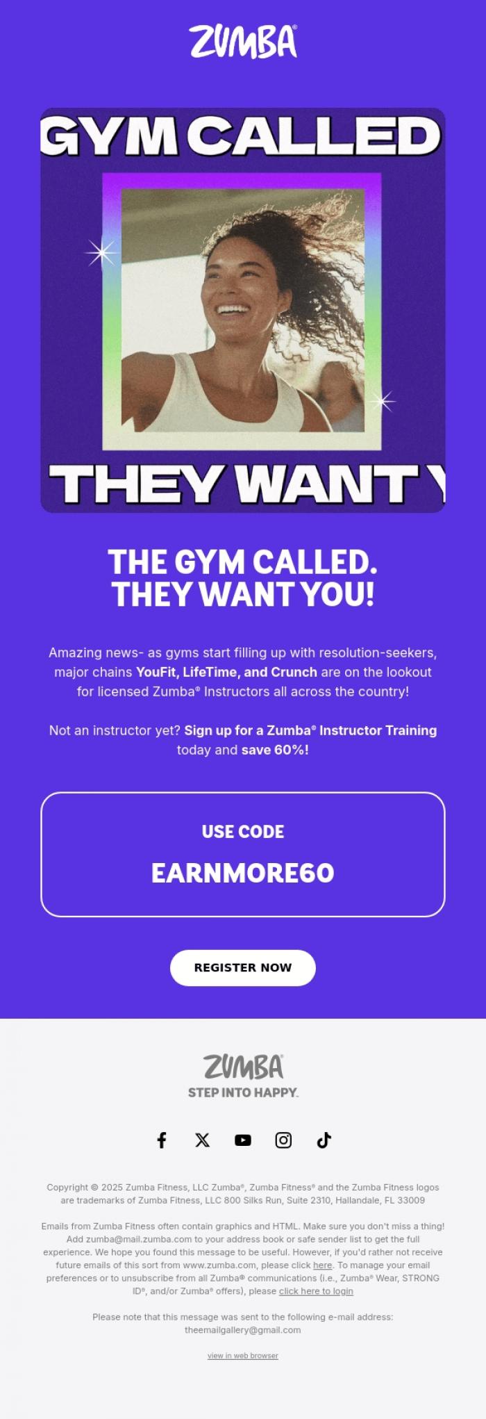 Email Design Inspiration from Zumba, 🚨 Job Alert: Nationwide Gym Chains Are Hiring! 🚨